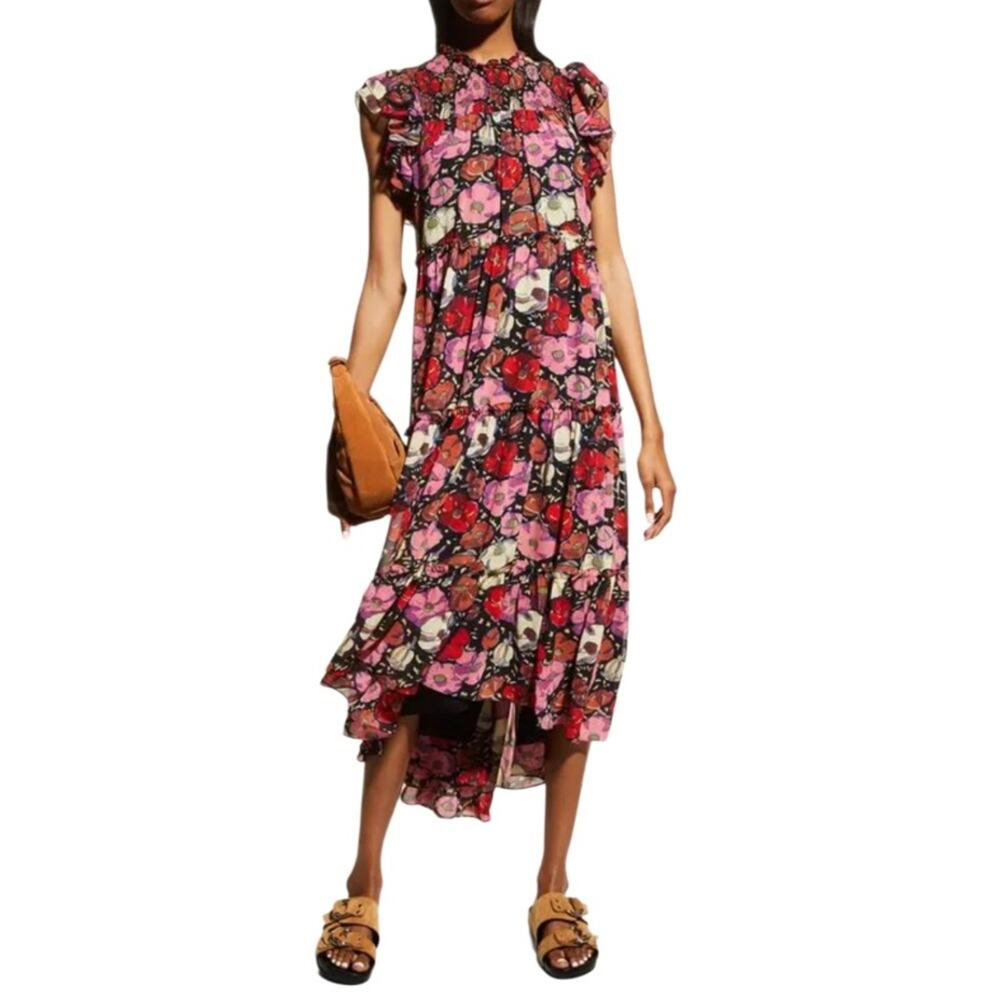 CINQ À SEPT Ricki Floral Dress Asymmetrical Size 4 NWT - Picture 10 of 10